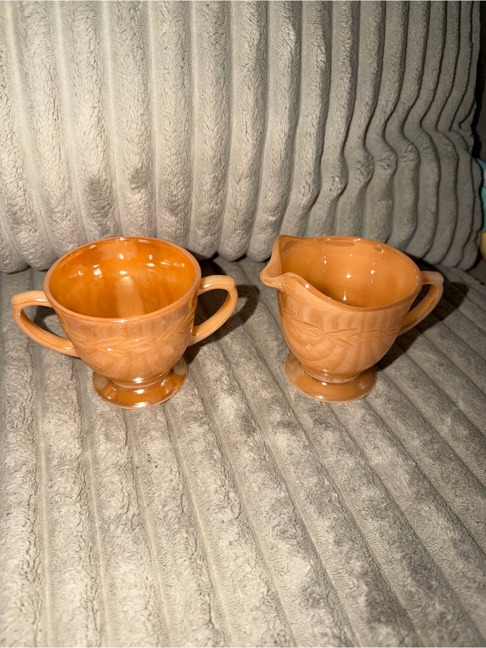 Orange Ceramic Sugar and Creamer Set